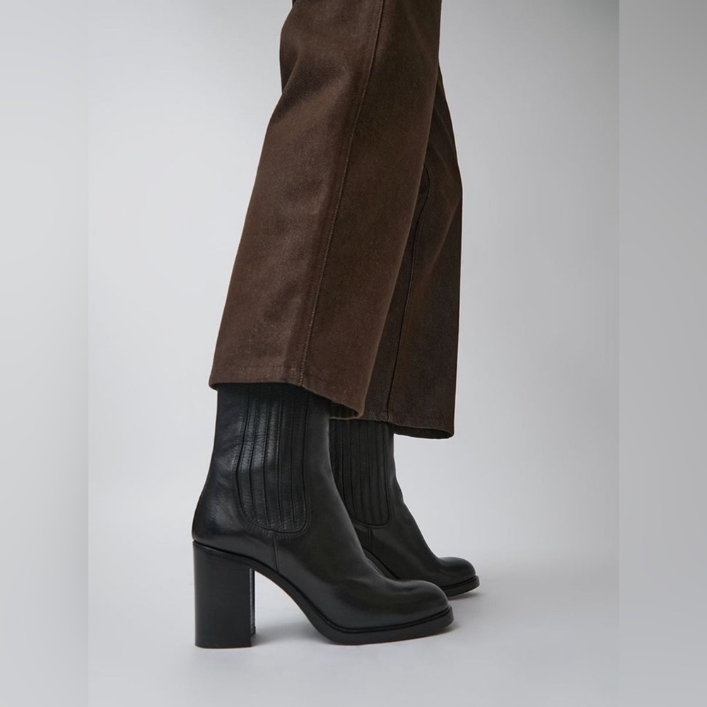 NWB No.6 Round toe leather heel boot 9.5 Black - Picture 1 of 12